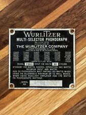 1959 Wurlitzer 2304S Jukebox Tag Identification Plate Serial Number 434260 picture