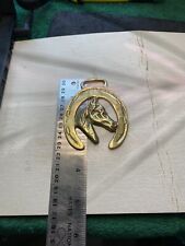 Horse Harness Brass Medallion Bridle Ornament Horseshoe Horse Head picture