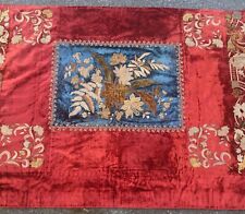 EXCEPTIONAL 19TH C RICH EMBROIDERED SILK VELVET TABLE COVER / CLOTH picture
