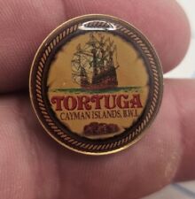 VTG Lapel Pinback Hat Pin Gold Tone Tortuga Cayman Island BWI picture