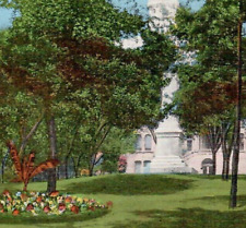 Vintage Linen Postcard Monument Court House Park Garden Janesville Wisconsin WI picture