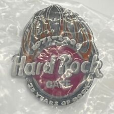 Vintage Hard Rock Cafe Pin 25 Years of Rock Yellow Flame Logo Pewter 1986-1996 picture
