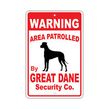 Warning Area Patrolled by Great Dane Dog Owner Wall Portable Aluminum Metal Sign picture
