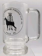 Vintage Quaker City Doberman Pinscher Club Glass Mug Phila PA 5.5