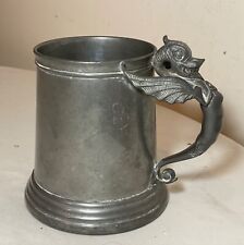 Antique 1932 Beer stein pewter glass copper figural griffin dragon award trophy picture