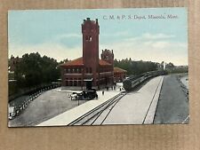 Postcard Missoula MT Chicago Milwaukee St Paul Railroad Depot Train Station picture