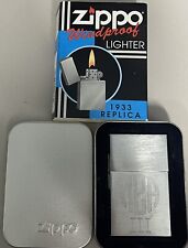 ZIPPO 1933 REPLICA FIRST RELEASE MONOGRAM BRUSHED CHROME LIGHTER SEALED NIB 381F picture
