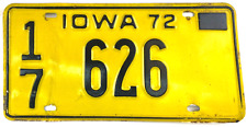 Vintage Iowa 1972 License Plate Man Cave Cerro Gordo Co 17 626 Decor Collector picture