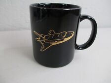Vintage Nasa Coffee mug Gold glitter letters on black space shuttle picture