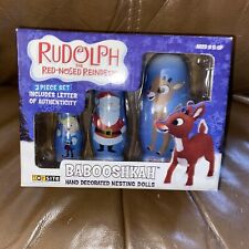 Rudolph The Red-Nosed Reindeer Wood Nesting Doll Set Babooshkah Misfit Toys picture
