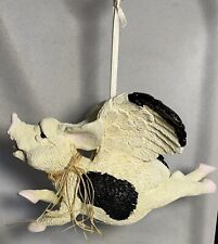 Pete Apsit Ceramic Flying Pig Angel Black & White - Vintage - Hanging - 6