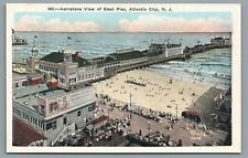 Aeroplane View of Beach Steel Pier Atlantic City NJ New Jersey Vintage Postcard picture