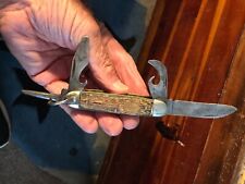 1936-1952 Imperial Prov RI 4 Bld BOY SCOUT Jigged Handls w/ Bail Pocket Knife picture