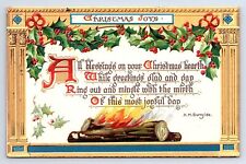 Postcard Christmas Joys H. M. Burnside Yule Log Hearth Tuck's 502 Series picture