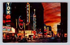 Montreal Quebec-Canada, St Catherine Street At Night, Vintage c1958 Postcard picture