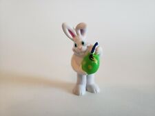 Topps  Easter White Bunny Rabbit Painting Green & Yellow Egg Figure 2.5 In. 2001 picture