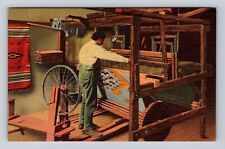 Albuquerque NM-New Mexico, Chimayo Weaver at his Loom, Vintage Souvenir Postcard picture