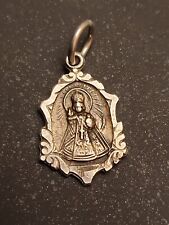 Vintage Ornate Sterling Silver Medal Infant Jesus of Prague Sacred Heart Charm picture