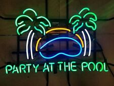 Party at the Pool Happy Hour Palm Tree Neon Light Sign 20