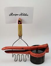 Vintage Red Handle Potato Masher, Repurposed, & Red Vintage Potato Ricer picture