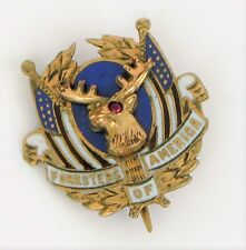 VTG BEAUTIFUL YELLOW GOLD FILLED FORESTERS OF AMERICA ENAMEL BROOCH PIN  picture