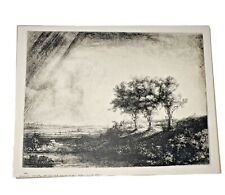ANTIQUE REMBRANDT Etching PRINT THREE TREES Printed In Italy Circa 1900-1920 picture