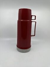 Vtg Genuine Thermos Brand Glass Liner Red Plastic Thermos 16 Fluid oz Made USA picture