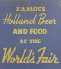 Vintage Matchbook Heineken Holland Beer World’s Fair 1939-40 full unstruck  picture