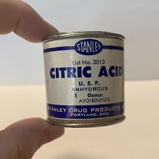 Vintage Stanley Citric Acid Can - Anhydrous No. 3013- Some Contents still In Tin picture