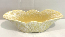 Vintage Yellow & White Splatter Scalloped Ceramic Planter USA 3003 picture