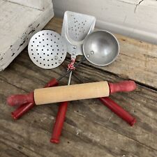Vintage Lot of 3 Kitchen Utensils & Rolling Pin picture
