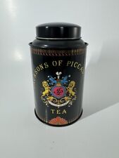 Vintage Jacksons of Piccadilly Tea Tin Collectible Canister - Black - Dented 6in picture
