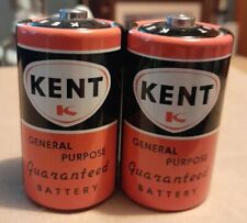 2 Vintage Kent D Cell General Purpose Batteries Orange  picture