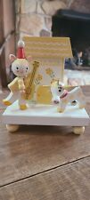 Vintage 70s Nursery Table Light Hey Diddle Diddle Cow Cat Yellow Wooden WORKS picture