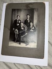 Antique Mounted Photo Portrait: Young Men with Erin Go Bragh Flags - Irish Pride picture