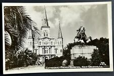 Jackson Statue St Louis Cathedral. Real Photo Postcard. French Quarter Louisiana picture