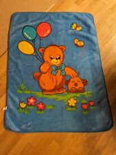 Vintage Apple Star Plush Mink Blanket with Teddy Bear Butterflies Balloons  picture