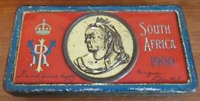 1900 BOER WAR South Africa Queen Victoria Chocolate Tin New Year Gift To Soldier picture