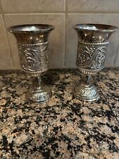 Pair Heavy Silverplated Kiddush Cups mint condition picture