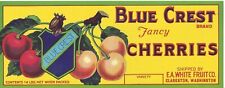 Original 1930s Blue Crest cherry crate label Clarkston shield armor E.A. white picture