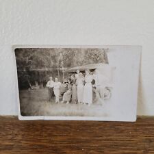 Antique RPPC Young People Picnic With Touring Car Early 1900s picture