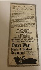 1978 Niki’s West Restaurant Alabama Vintage Print Ad Advertisement pa14 picture