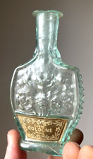 NICE EARLY LABELED COLOGNE BOTTLE W/FLOWERS & RIBS OPEN PONTIL 1840'S ERA L@@K picture
