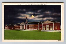 Bristol TN-Tennessee, High School By Night, Antique, Vintage Souvenir Postcard picture