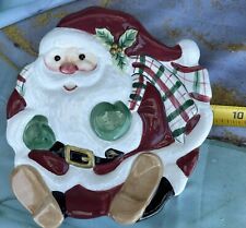 Retired Fitz and Floyd Plaid Christmas Santa Claus Canape/Cookie Plate  picture