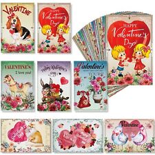 56 Pieces Vintage Valentine's Cards Animal Valentines Day Cards Colorful Post... picture