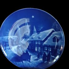 ROYALE BLUE WINTER CHINA 1970 CHRISTMAS PLATE MIDNIGHT MASS AT KALUNDBORG CHURCH picture