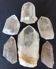 LOT OF 6 LARGE CRYSTAL & LIGHT SMOY QUARTZ POINTS  -  7.28 LBS  picture