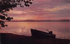Vtg Postcard Michigan MI Scenic View Sunset Lake Stream Travel Camping Serenity picture