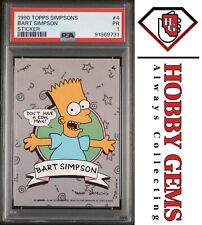 BART SIMPSON PSA 1 1990 Topps The Simpsons Sticker #4 Pop 1 *Please Read picture